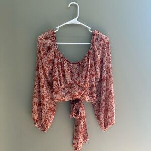 Japna Rust Floral Long Sleeve Blouse